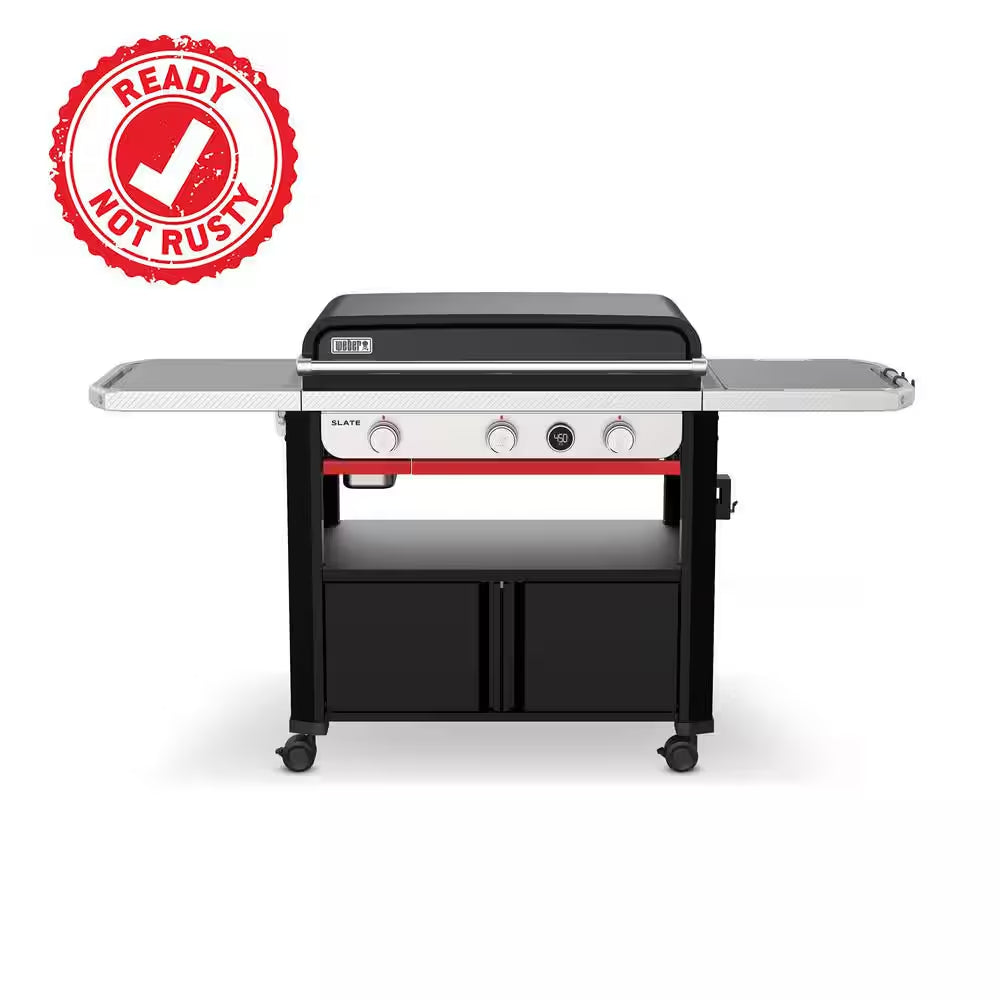 Slate Griddle 3-Burner Propane Gas 30 In. Flat Top Grill in Black with Thermometer
