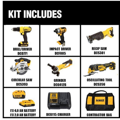 20V MAX Cordless 6 Tool Combo Kit, 20V MAX XR 5 In. Random Orbital Sander, and (1) 20V 4.0Ah and (1) 20V 2.0Ah Batteries