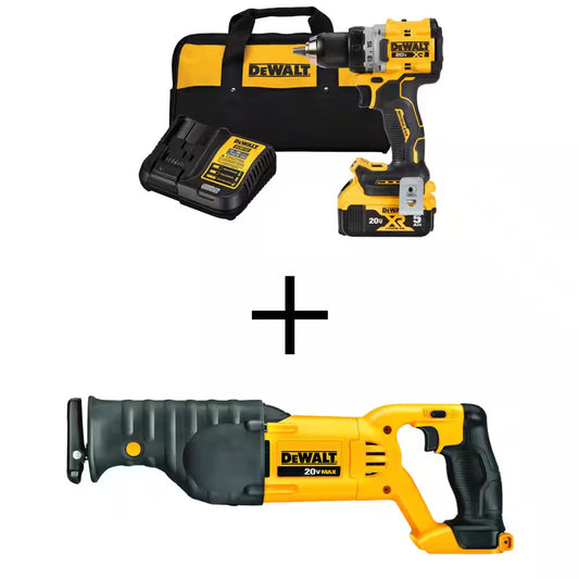 20V MAX XR Lithium-Ion Cordless Compact 1/2 In. Drill/Driver Kit with 20V MAX Cordless Reciprocating Saw