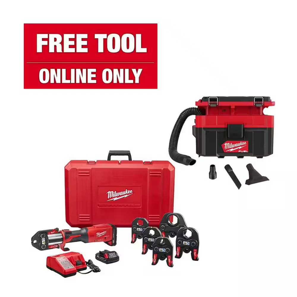 M18 18-Volt Lithium-Ion Brushless Cordless FORCE LOGIC Copper Press Tool Kit and M18 FUEL PACKOUT Cordless 2.5 Gal. Vac