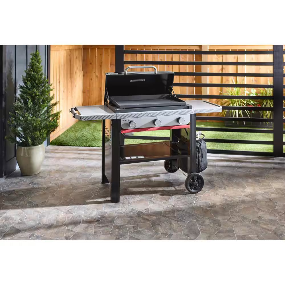 Slate Griddle 3-Burner Propane Gas 28 In. Rust-Resistant Flat Top Grill in Black