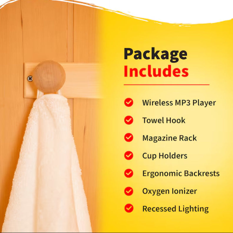 HEAT WAVE 75-In H X 47.75-In W X 39.25-In D Hemlock Fir Wood Infrared Sauna