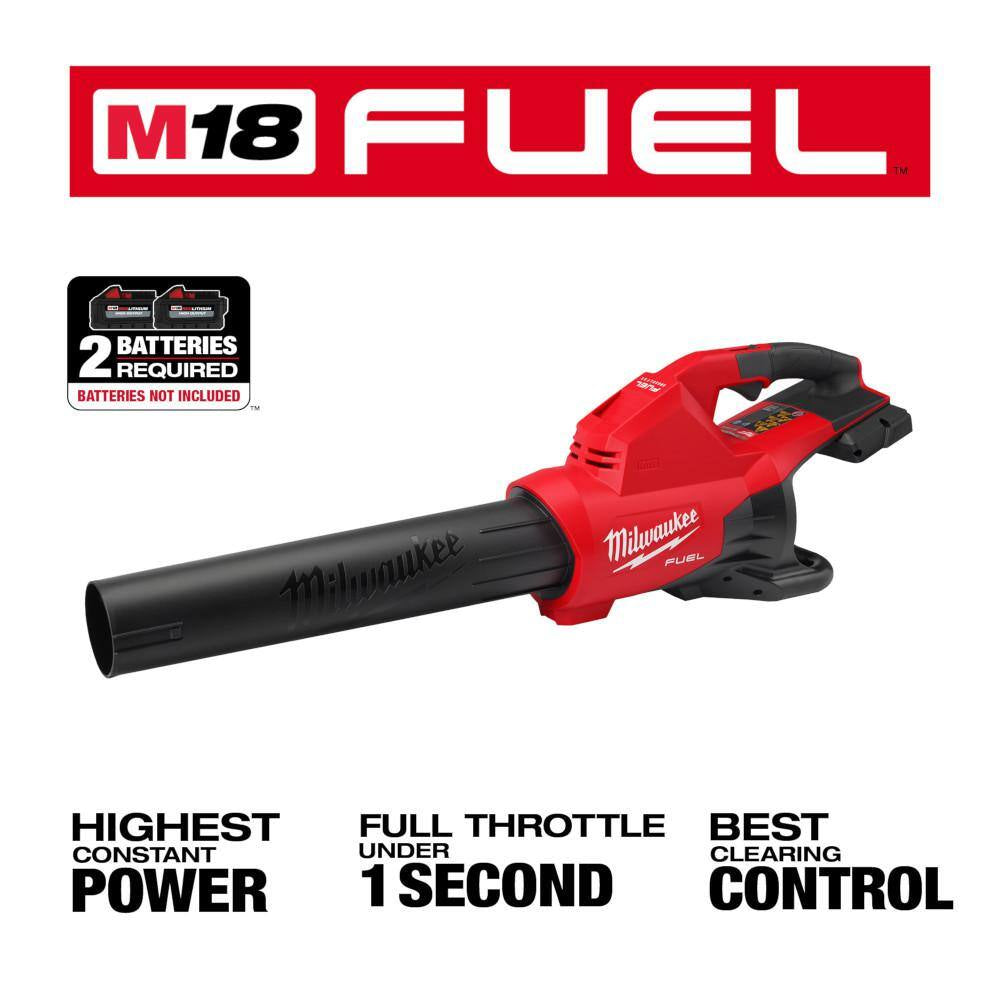 M18 FUEL Dual Battery 145 MPH 600 CFM 18V Lithium-Ion Brushless Cordless Handheld Blower with M18 FUEL 16 In. Chainsaw