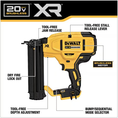 20V MAX XR Lithium-Ion Cordless 18-Gauge Brad Nailer with 20V MAX Compact Lithium-Ion 2.0Ah Battery Pack