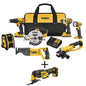 20V MAX Cordless 7 Tool Combo Kit, 20V MAX XR Cordless Brushless Jigsaw, and (2) 20V 2.0Ah Batteries
