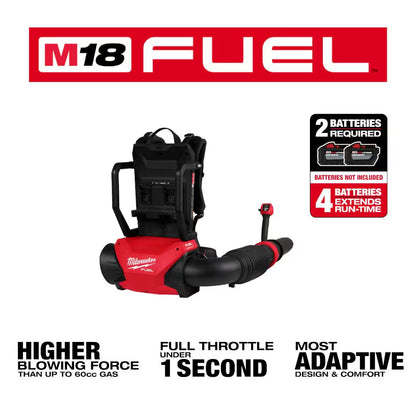 M18 FUEL 155 MPH 650 CFM 18V Brushless Cordless Dual Battery Backpack Blower W/(4) 12.0 Ah Battery, 6 Port Rapid Charger