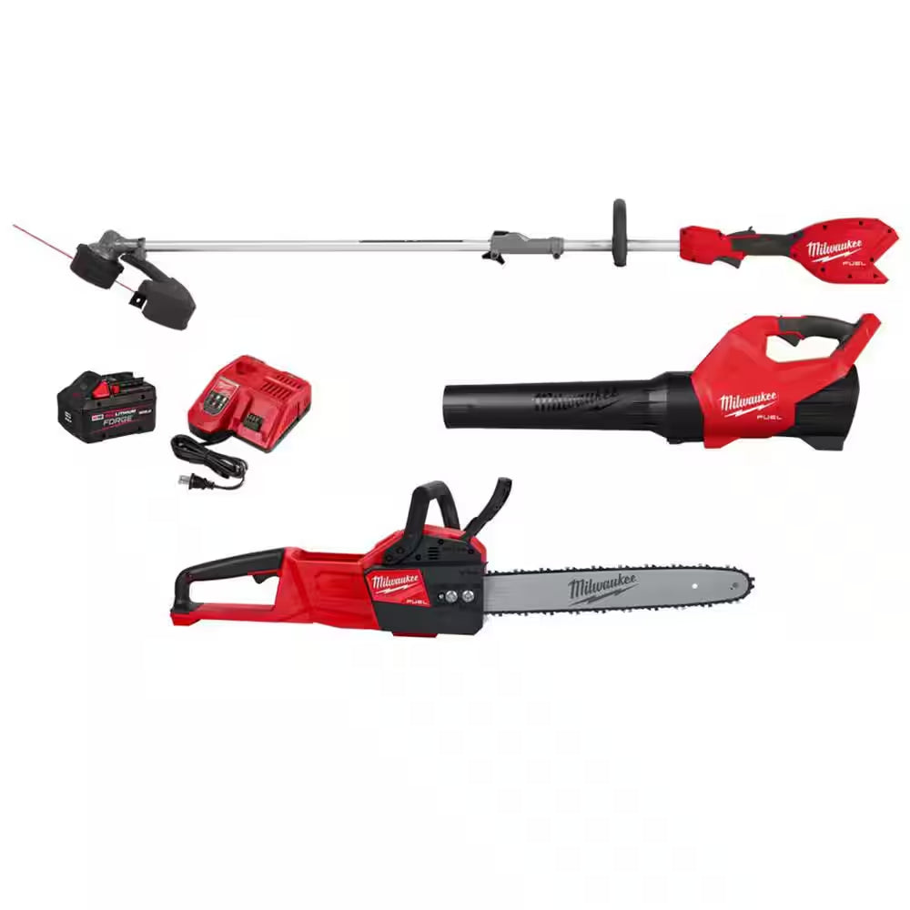 M18 FUEL 18V 16 In. Brushless Cordless QUIK-LOK String Trimmer/Blower 8.0 Ah FORGE Combo Kit W/ M18 FUEL 16 In. Chainsaw
