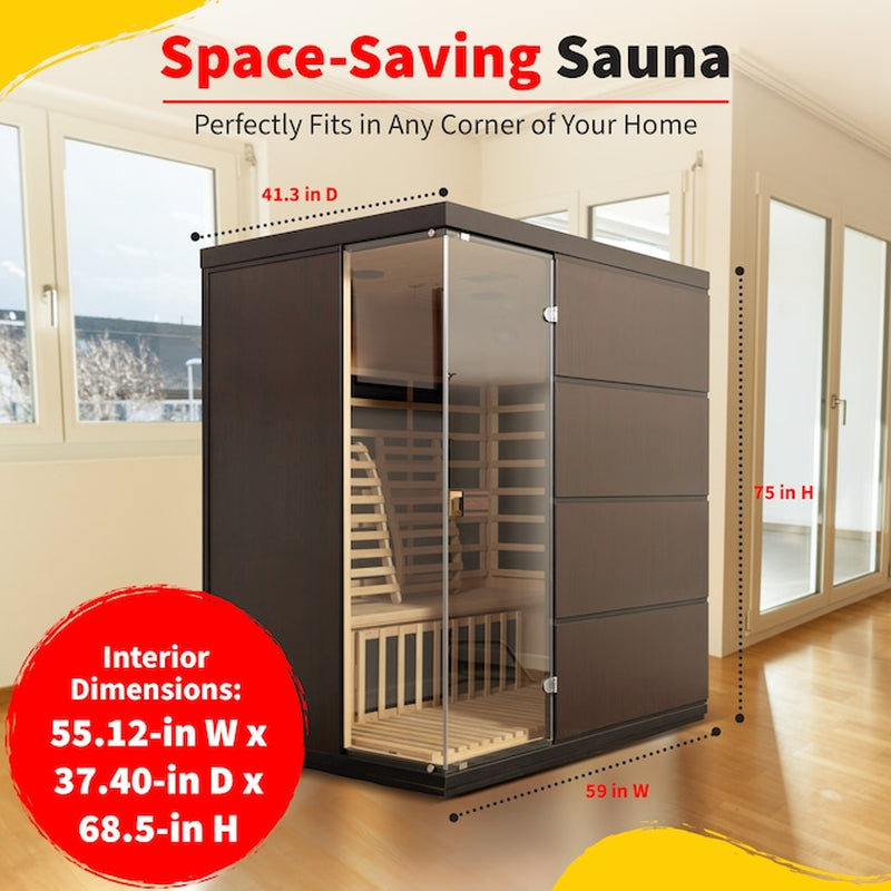 HEAT WAVE 75-In H X 59-In W X 41.3-In D Hemlock Wood Infrared Sauna