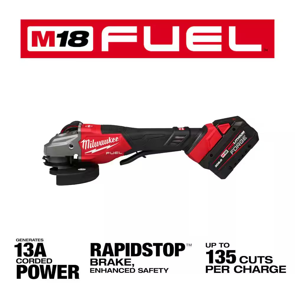 M18 FUEL 18V Lith-Ion Brushless Cordless 4-1/2 In. /6 In. Braking Grinder & 2 XC 8.0 Ah Battery & Variable Speed Grinder