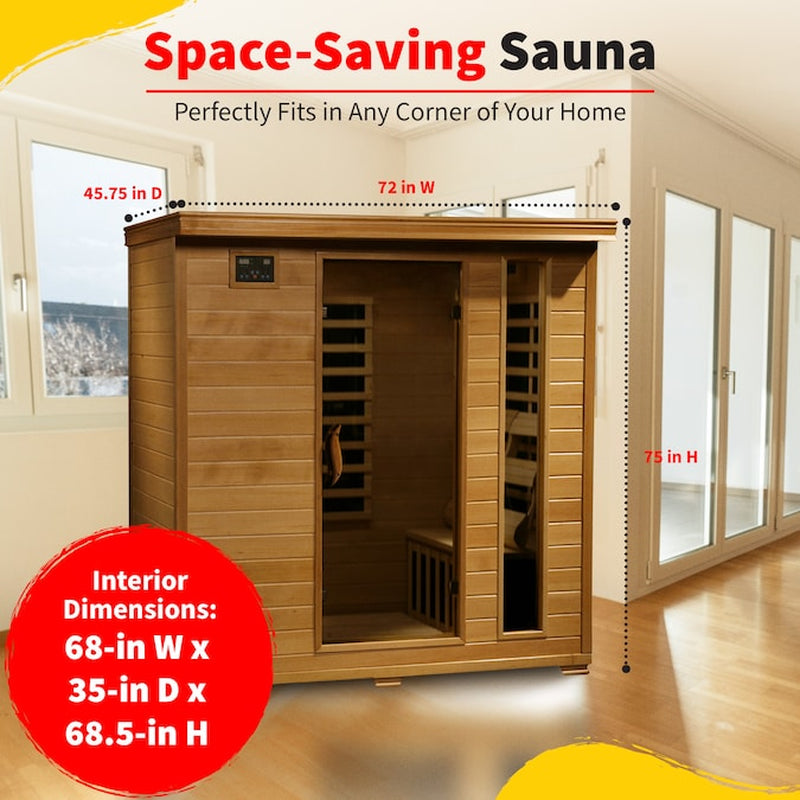 HEAT WAVE 75-In H X 46-In W X 72-In D Hemlock Wood Infrared Sauna