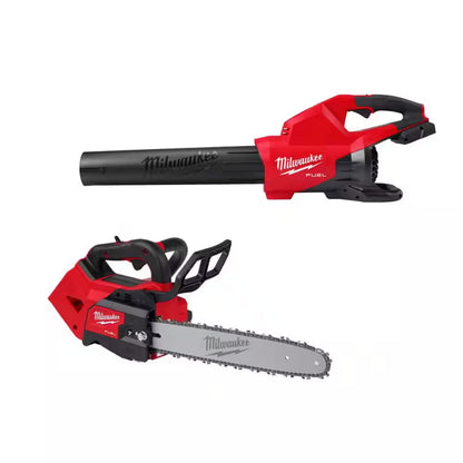 M18 FUEL Dual Battery 145 MPH 600 CFM 18V Lithium-Ion Brushless Cordless Handheld Blower with M18 FUEL 16 In. Chainsaw