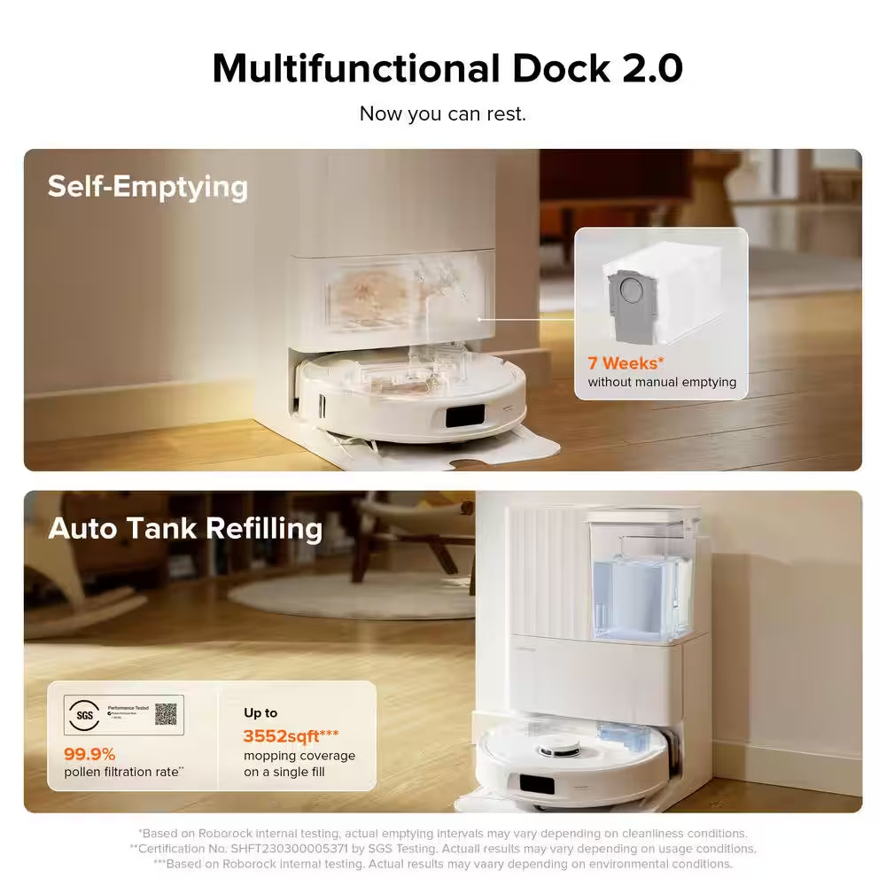 Qrevo Pro 13. 4In Robotic Vacuum, with Lidar Smart Navigation, Flexiarm Edge Mopping, Dynamic Hot Water Re-Wash in White