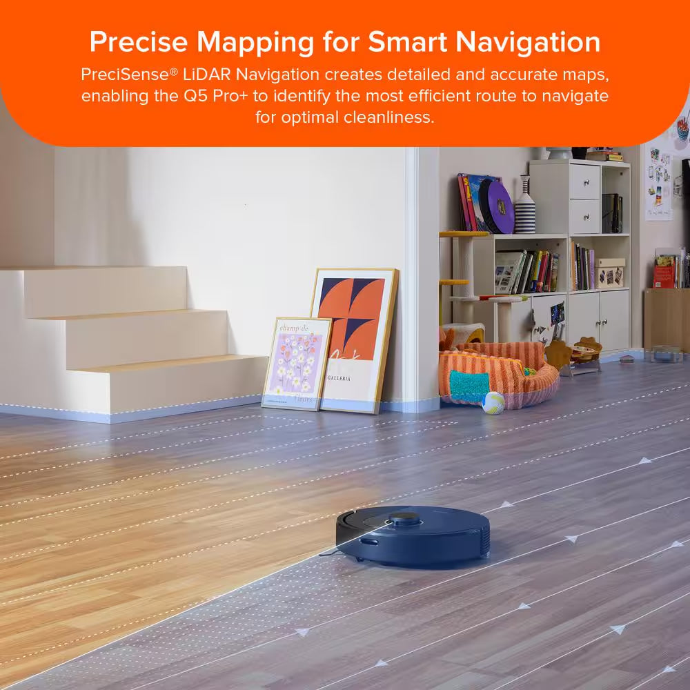 Q5 Pro plus Robotic Vacuum and Mop with Smart Navigation, Self-Emptying, Multi-Surface in Black