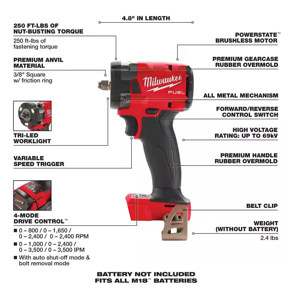 M18 FUEL 18-V Lithium-Ion Brushless Cordless Hammer Drill/Impact Driver Combo Kit (2-Tool) with 3/8 In. Impact Wrench