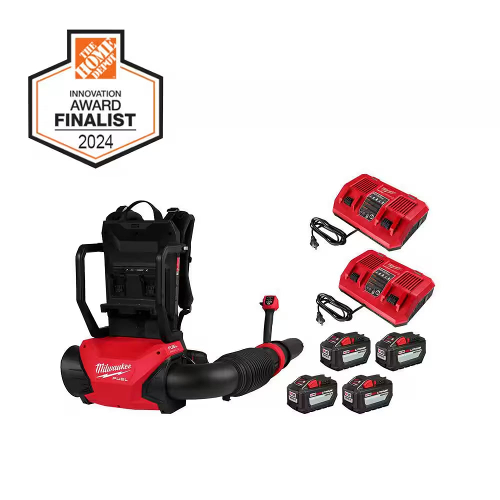 M18 FUEL 18V Brushless Cordless Dual Battery Backpack Blower Kit W/16 In. Chainsaw, (4) 12.0 Ah Batteries, 2 Chargers